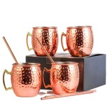 Set 4 cani, Viking Dots, cu paie, otel inoxidabil, 4 x 530 ml, perfecte pentru portii generoase de bautura, 10 x 6 x 8.7 cm, Oem