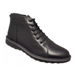 Ghete barbati negre, casual, din piele naturala, cu fermoar, ADAM - CIUCALETI SHOES CORSAFN