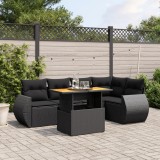 vidaXL Set mobilier de grădină cu perne, 6 piese, negru, poliratan 3272182