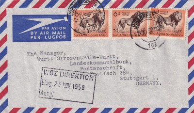 FILATELIE TEMATICA - PLIC AFRICA DE SUD TEMATICA FAUNA LEU AIRMAIL foto