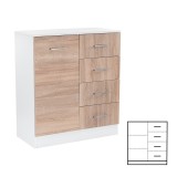 Cumpara ieftin Comodă Miami cu 1 ușă și 4 sertare 80x92 cm stejar sonoma-alb