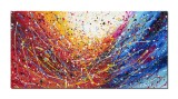 Cumpara ieftin Tablou pictat manual living, birou, Compozitie abstracta, 120x60cm ulei pe panza, reproducere Jackson Pollock