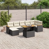Cumpara ieftin Gossi set mobilier de gradina cu perne, 8 piese, negru, poliratan