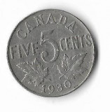 Moneda 5 cents 1930 - Canada