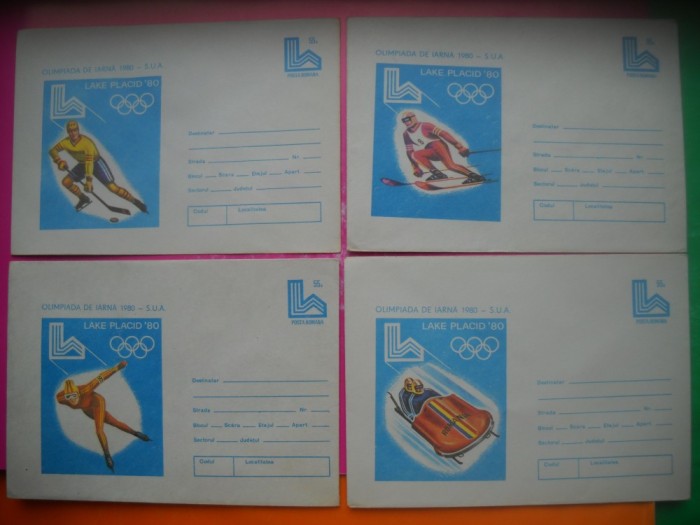 HOPCT PLIC LOT NR 37 - 5 PLICURI OLIMPIADA DE IARNA LAKE PLACED 1980 SUA- SPORT --ROMANIA