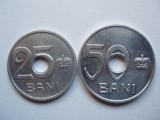 ROMANIA - SET 25 bani 1921 -XF + 50 bani 1921- AUNC, DIAM GAURA 4,5mm, L14.74