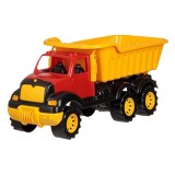 Camion de jucarie Herum&reg;, pentru copii, din plastic, 42 x 16 x 18 cm, Rosu / Galben
