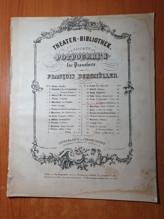 partitura muzicala pentru pian din anul aproximativ 1890-1900