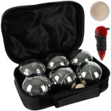 Set boules petanque cu 6 bile metalice, husa si accesorii