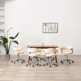 Cumpara ieftin Scaune de bucătărie pivotante, 6 buc., crem, piele ecologică