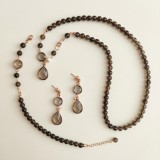 Cumpara ieftin Set Bijuterii Lilou Aur Roz Cuart Fumuriu Argint 925 Special Plus Colier Bratara Cercei Cadou