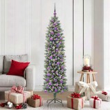 VidaXL Copac Artificial Slăb de Crăciun cu 300 LED Verde și alb 180 cm 3395299