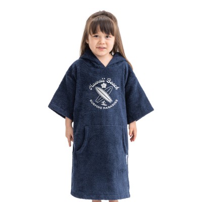 Poncho de baie pentru copii Homelevel, 3-5 ani, Albastru, Bumbac organic, 54983.1 foto