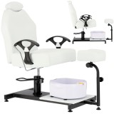 Fotoliu cosmetic pentru pedichiură Velora, rabatabil, cu masaj pentru picioare, pentru salon spa, alb.