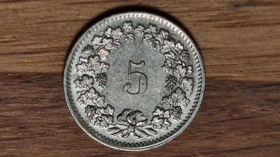 Elvetia - moneda de colectie - 5 rappen 1970 fara B, mai rara - impecabila ! foto