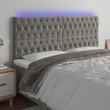 Tablie de pat cu LED, gri deschis, 180x7x118/128 cm, catifea GartenMobel Dekor, vidaXL