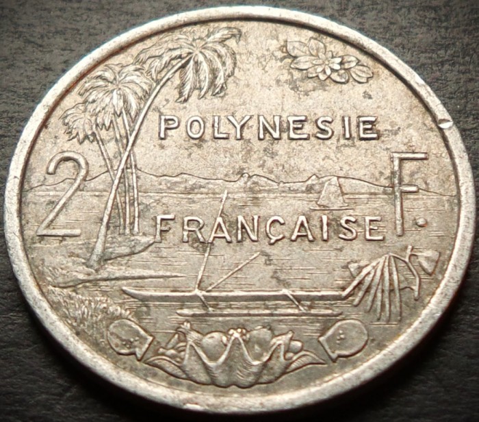 Moneda exotica 2 FRANCI - POLYNESIE / POLINEZIA, anul 1979 * cod 3880