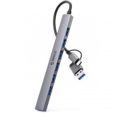 Hub USB / USB-C Orico YSA2-U3, 1 x USB-A 3.0 - 6 x USB-A, Gri, Universal