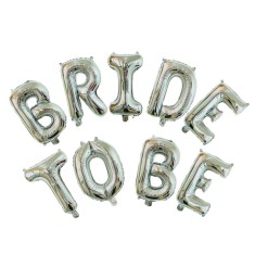 Set Baloane din Folie Metalizata, Cyrax, Model Bride to Be, Litere de 40 cm, Baloane Party, Ambalaj Individual, Pai Inclus, Umflare cu Aer sau Heliu,