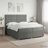 Cumpara ieftin Pat cu arcuri LED si saltea Gri inchis 200 x 200 cm Tesatura