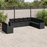 Cumpara ieftin Set canapele de grădină cu perne, 10 piese, negru, poliratan