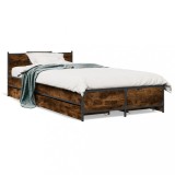 Cumpara ieftin Cadru de pat cu sertare stejar fumuriu 75x190 cm lemn prelucrat
