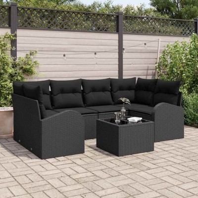 vidaXL Set de canapele pentru grădină 7 pcs Negru 55 x 55 x 37 cm 3354612 foto