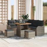 VidaXL Set canapea grădină 8 piese , cu perne gri, din rattan poli și acacia.