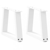 VidaXL Picioare pentru măsuță de cafea &icirc;n formă de V, 2 buc., alb, 30x(30-31,3) cm, oțel