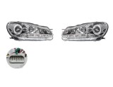 Set faruri tuning VW GOLF 6 (5K), 10.2008-, Taiwan, partea stanga+dreapta, pozitie pe LED;tip bec H1+H1; electric; transparent, argintiu; cu motor;