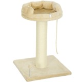 PawHut Copac Zg&acirc;riat pentru Pisici, Patut, Minge, Sfoară de Joacă, Plus și Sisal, 55x55x83cm, Beige | Aosom Romania