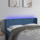Cumpara ieftin Tăblie de pat cu LED, albastru &icirc;nchis, 147x16x78/88 cm, catifea