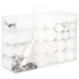 Set globuri si decoratiuni de Craciun, 101 piese, diverse dimensiuni, alb Household NewTrend