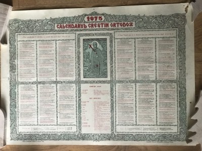 Calendar Crestin Ortodox 1975 foto