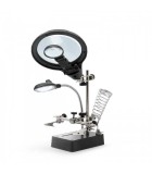 Suport CI cu lupa 9/ 3cm iluminata 5x LED 15lm si cleme crocodil