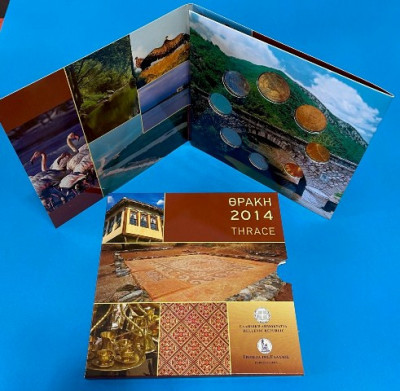 GRECIA 2014 - Set monetarie 1 cent-2 euro - Tracia / folder/ BU foto