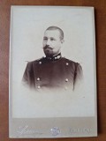 Fotografie tip CDV, militar 1893, fotograf Spirescu, premiat la Expozitia Universala de fotografie de la Geneva