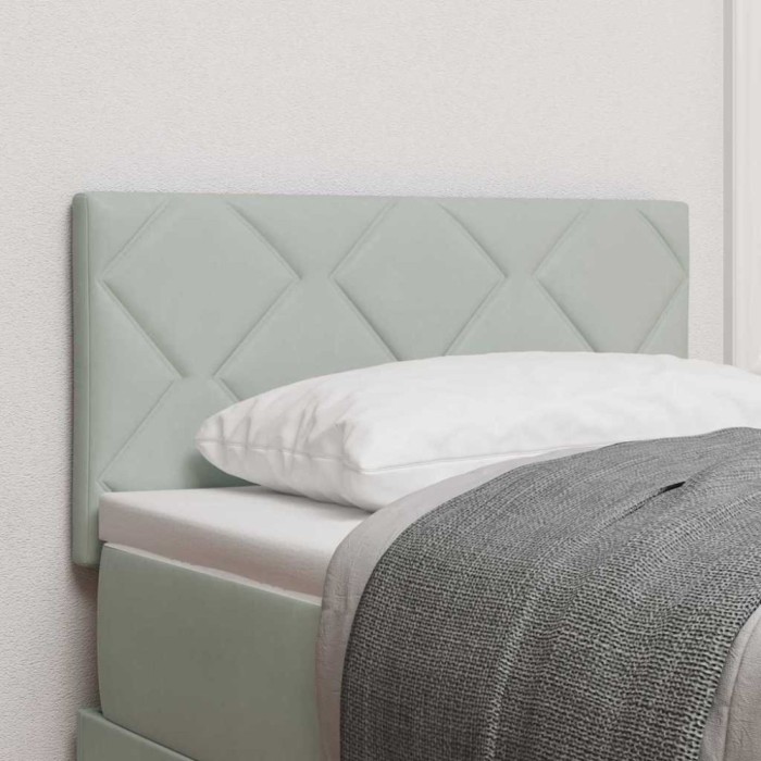 Tăblie cap Pe perete Geometric Manual Gri deschis 80 cm Catifea