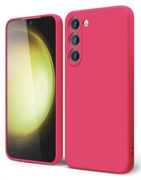 Husa de protectie din Silicon cu Microfibra la interior compatibila Samsung Galaxy A35 5G, Rosu Fluorescent