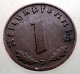 B.087 GERMANIA 1 REICHSPFENNIG 1938 D, Europa, Bronz