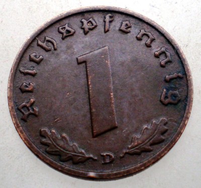 B.087 GERMANIA 1 REICHSPFENNIG 1938 D foto