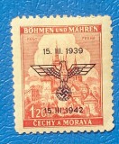 Protectoratul Boemiei și Moraviei 1942 Aniversarea Ocupației 15.III.1939-1942 Castelul din Praga 1.20K Roșu Neștampilat - OREF1