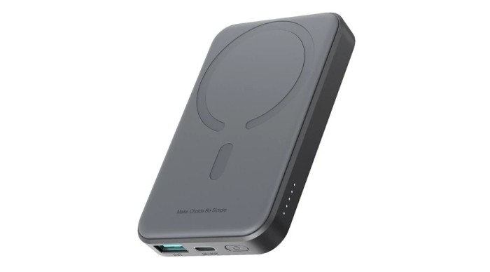 Joyroom Powerbank JR-W020 Mini 5000mAh USB-A USB-C inductiv 20W - negru + cablu USB-C / USB-C