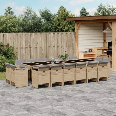 vidaXL Set mobilier grădină cu perne, 17 piese bej combinat poliratan 3210708 foto