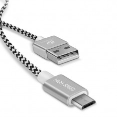 Cablu Date si Incarcare USB la MicroUSB DUX DUCIS K-TWO KII, Set 2 Buc (0.2 m / 1m), 2A, Argintiu
