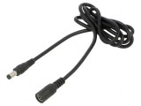 Cablu DC 5,5/2,1 mm2 cu mufă și soclu drept negru 2x0,5mm&sup2;