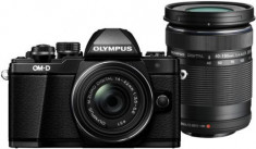 Aparat Foto Mirrorless Olympus E-M10 Mark II + Kit Double Zoom Obiectiv EZ-M1442EZ Pancake + Obiectiv EZ-M4015 R, 16.1 MP, Filmare Full HD (Negru) foto