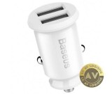 Incarcator Auto Baseus Grain 10.5W 2.1A 2 x USB-A Alb CCALL-ML02