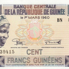 GUINEA █ bancnota █ 100 Francs █ 2015 █ P-A47 █ UNC █ necirculata