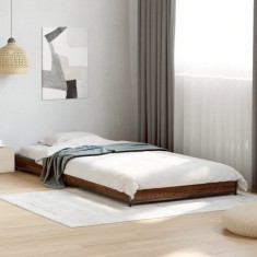 vidaXL Cadru de pat, stejar maro, 90x200 cm, lemn prelucrat și metal 845180